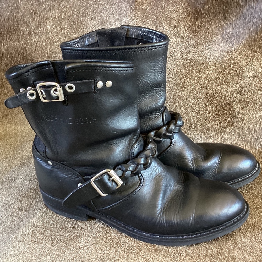 Golden Goose GGDB Black Leather Bike Boots